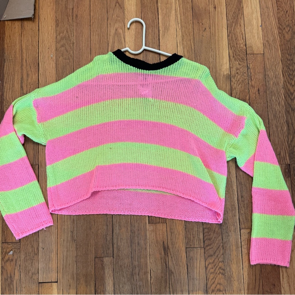 The ragged priest neon pink and green sweater medium